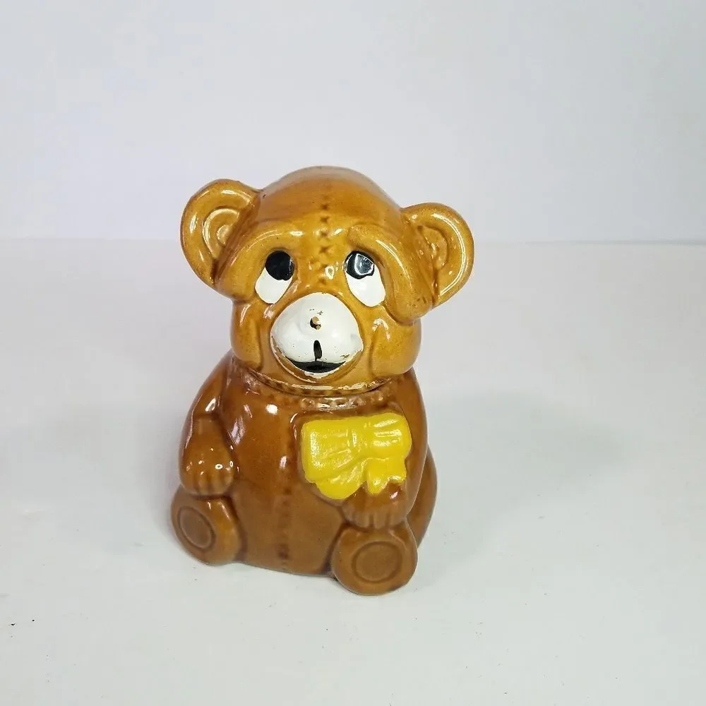 Houston Foods 1982 Vintage Ceramic Bear Honey or Jam Pot